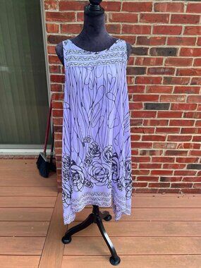Signature By Robbie Bee Lavender and Black Floral Sheath Dress Size 16